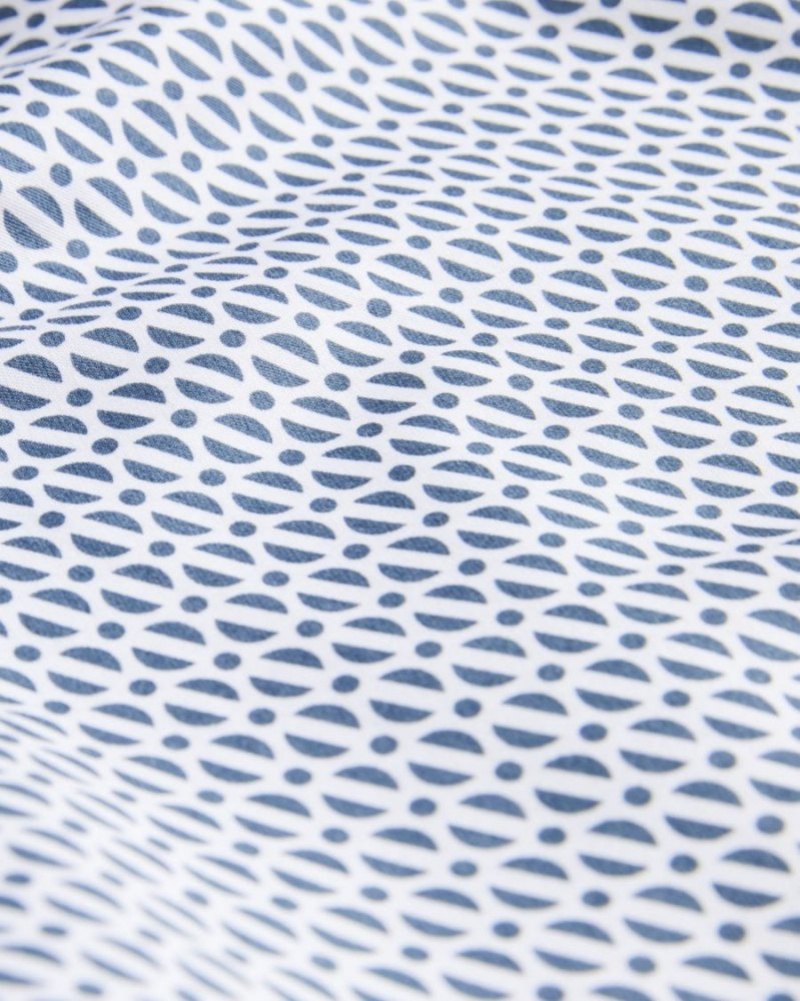 Light Blue Ted Baker Conifur Long Sleeve Circle Geometric Print Shirt Shirts | KNEAYVH-46