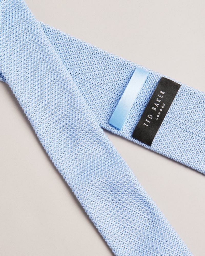 Light Blue Ted Baker Kallino Knitted Tie Ties & Bowties | ZWKARFE-01