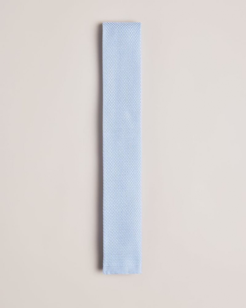 Light Blue Ted Baker Kallino Knitted Tie Ties & Bowties | ZWKARFE-01