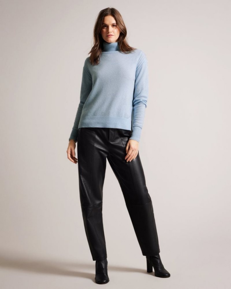 Light Blue Ted Baker Ruthell Organic Cashmere Roll Neck Jumper Jumpers & Cardigans | WYZGENU-45