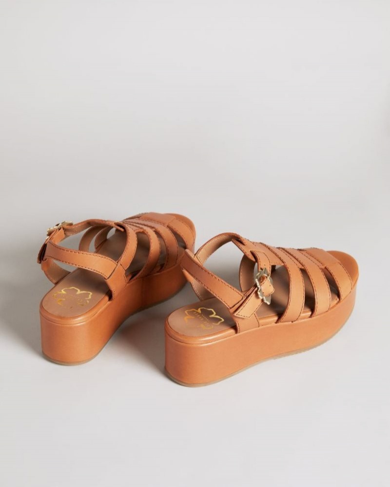 Light Brown Ted Baker Ffayeta Leather Fisherman Platform Sandals Sandals & Sliders | HQWOYNC-81