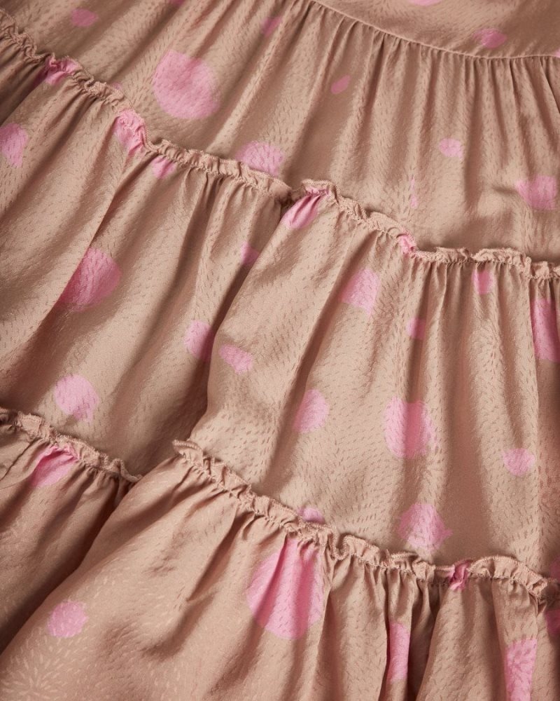 Light Brown Ted Baker Stefina Printed Tiered Mini Dress Dresses | YJMQCPA-76