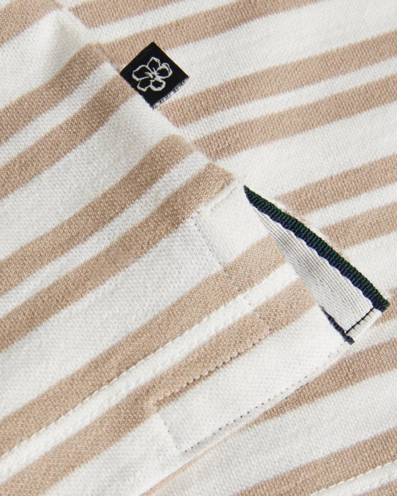 Light Brown Ted Baker Vadell Short Sleeve Regular Fit Striped T-Shirt Tops | CQDHMTS-27