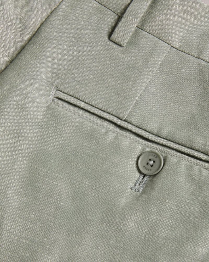 Light Green Ted Baker Lancet Slim Fit Wool Linen Trousers Suits | OYJUVFB-02