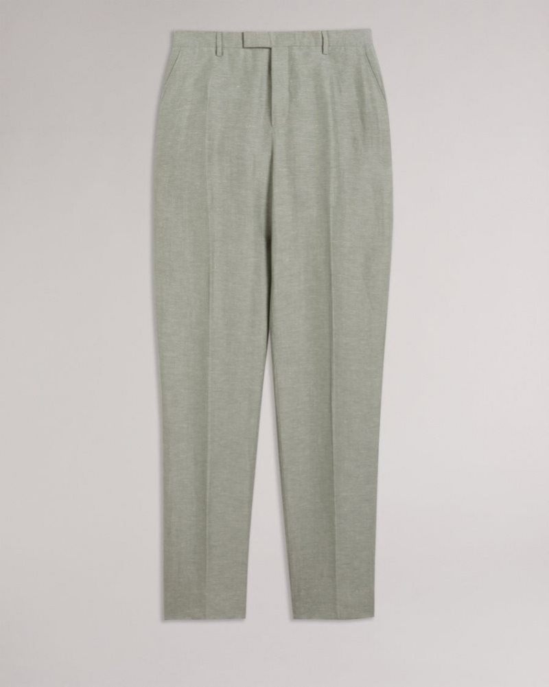 Light Green Ted Baker Lancet Slim Fit Wool Linen Trousers Suits | OYJUVFB-02
