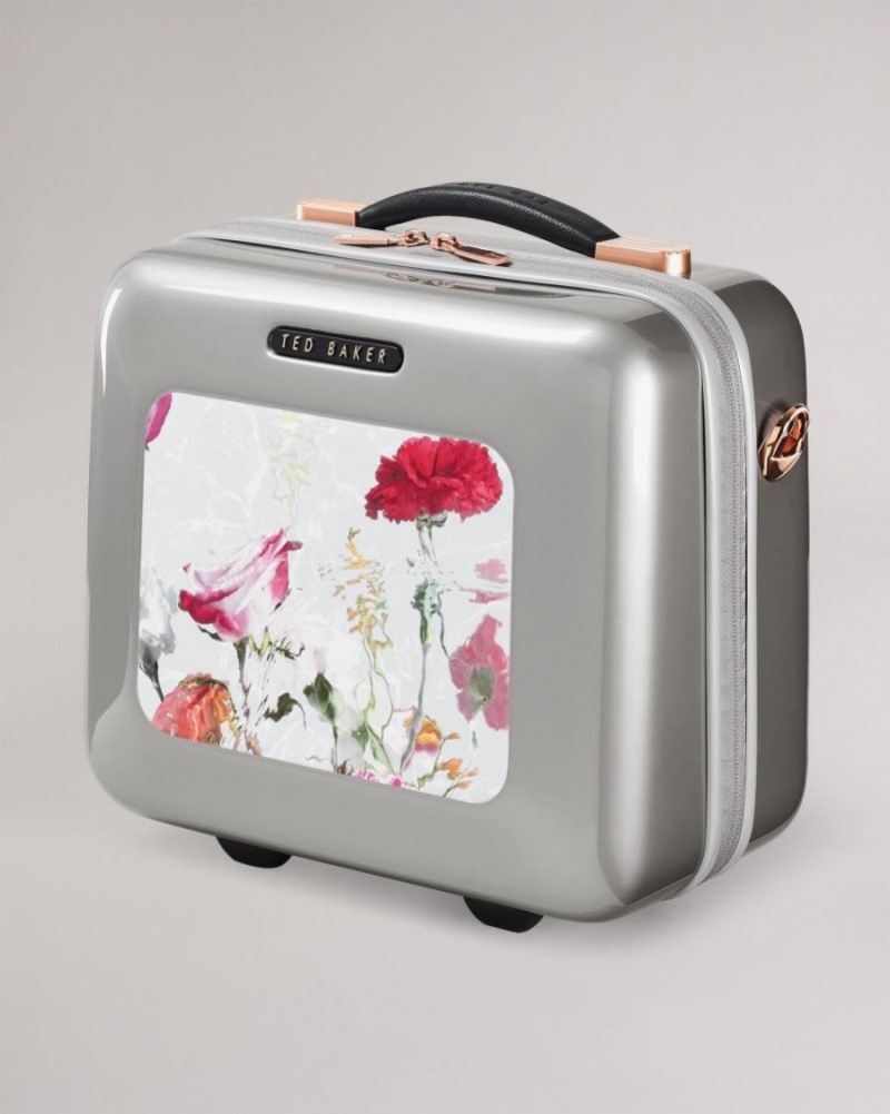 Light Grey Ted Baker Gust Watercolour Floral Vanity Case Suitcases & Travel Bags | PNLUJIG-58