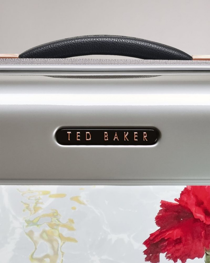 Light Grey Ted Baker Gustie Watercolour Floral Medium Trolley Case Suitcases & Travel Bags | UESDFNG-14