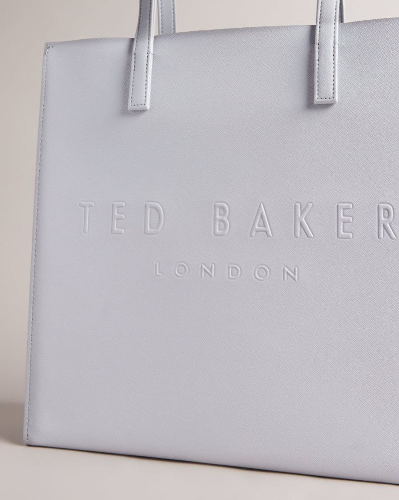 Light Grey Ted Baker Soocon Large Crosshatch Icon Bag Tote Bags | TJSAZRX-12