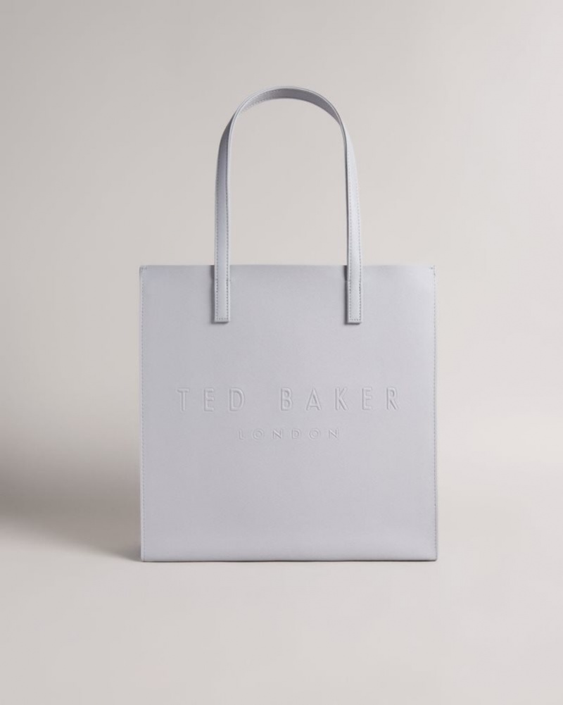 Light Grey Ted Baker Soocon Large Crosshatch Icon Bag Tote Bags | TJSAZRX-12