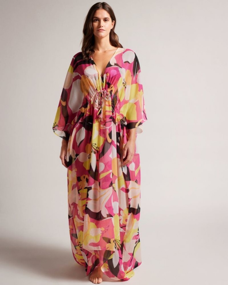 Light Nude Ted Baker Lucenaa Abstract Maxi Cover Up Swimwear & Beachwear | QBPORCL-90