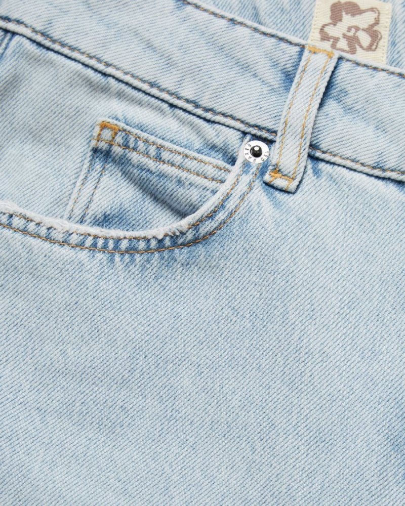 Light Wash Ted Baker Nellin Straight Leg Raw Hem Denim Jeans Jeans | ZMVLUDR-47