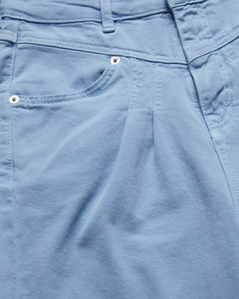 Light Wash Ted Baker Zandin Barrel Leg Jeans With Front Yoke and Pleat Detail Jeans | PMVJYGE-70