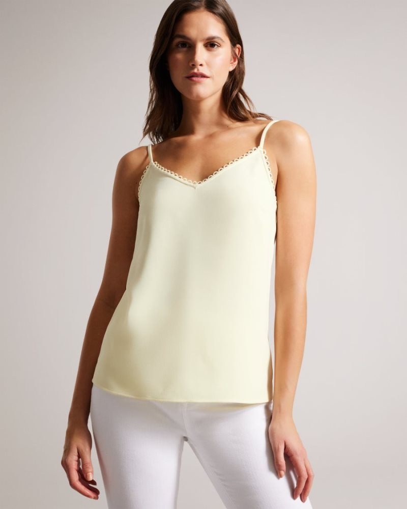 Light Yellow Ted Baker Andreno Strappy Cami With Looped Trims T-Shirts & Vests | MIZNAGW-08