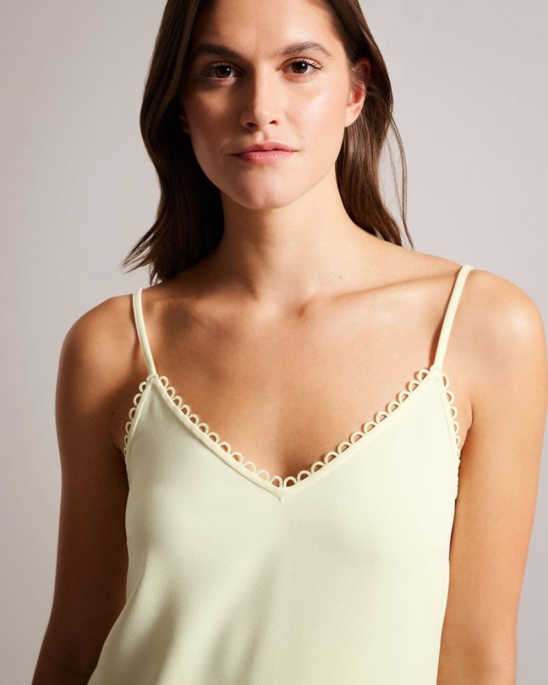 Light Yellow Ted Baker Andreno Strappy Cami With Looped Trims T-Shirts & Vests | MIZNAGW-08