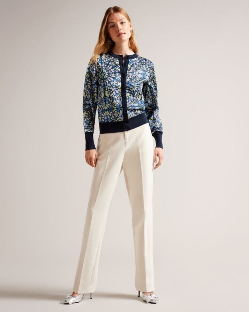 Medium Blue Ted Baker Brieli Woven Front Cardigan Jumpers & Cardigans | XZUDHLA-73