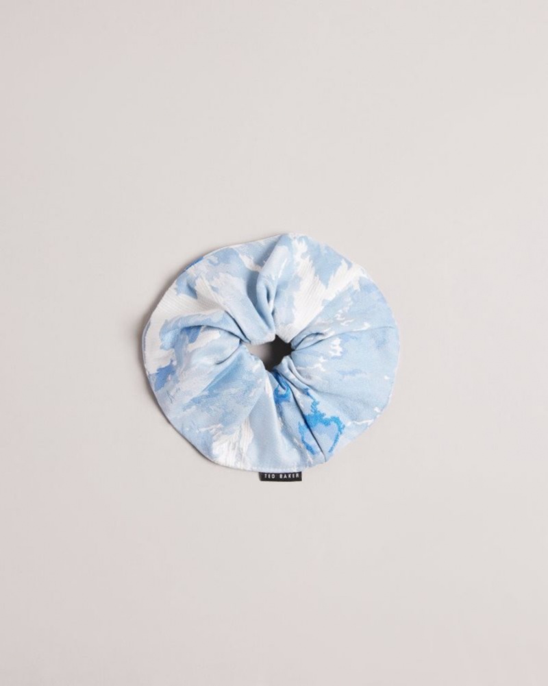 Medium Blue Ted Baker Florset New Romantic Printed Scrunchie Scarves | RKGCJZI-18