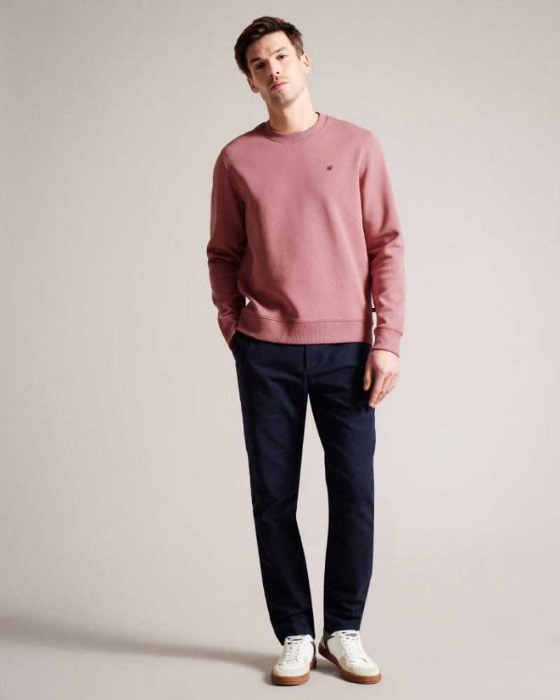 Medium Pink Ted Baker Pitney Regular Fit Embroidered MonogramJumper Sweatshirts & Hoodies | BUIRCTW-30
