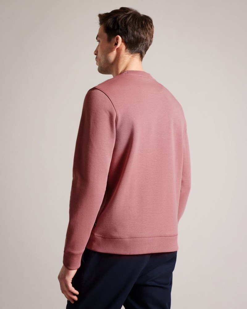 Medium Pink Ted Baker Pitney Regular Fit Embroidered MonogramJumper Sweatshirts & Hoodies | BUIRCTW-30