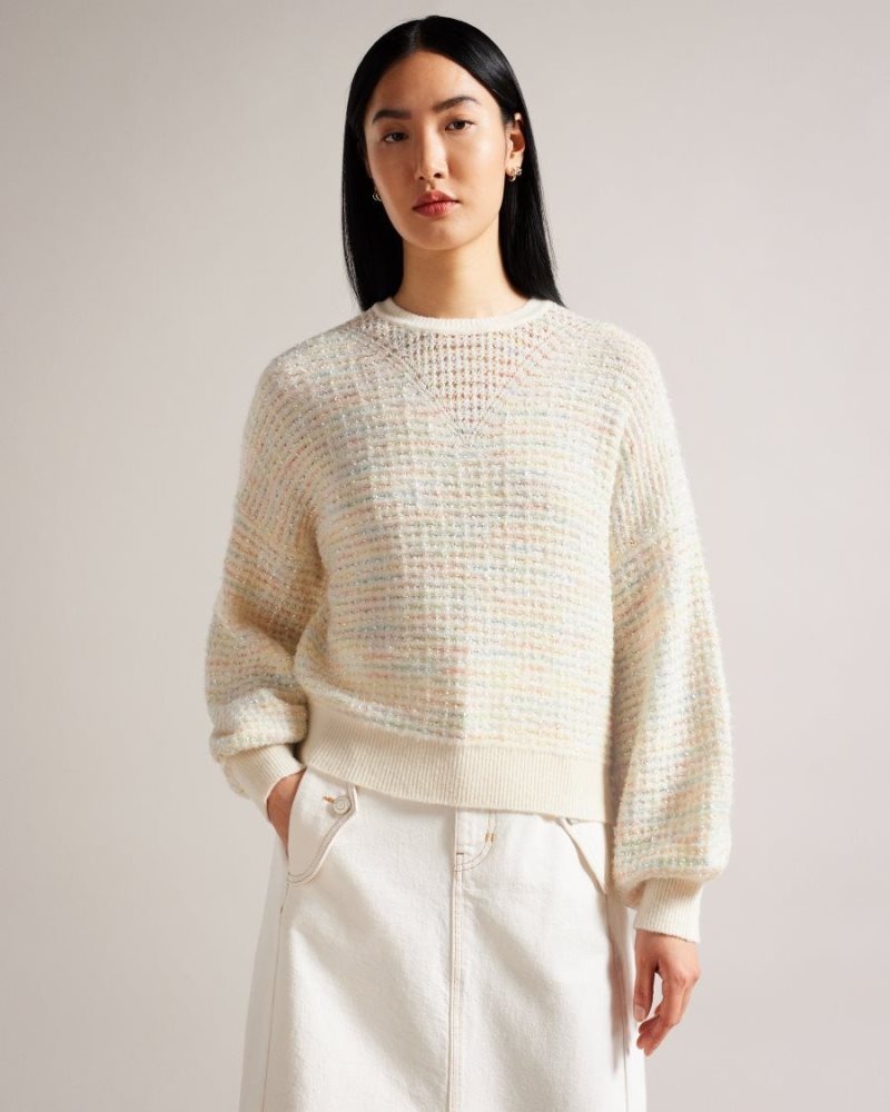 Multicoloured Ted Baker Avalee Knitted Volume Sleeve Jumper Jumpers & Cardigans | YIVBSQD-59