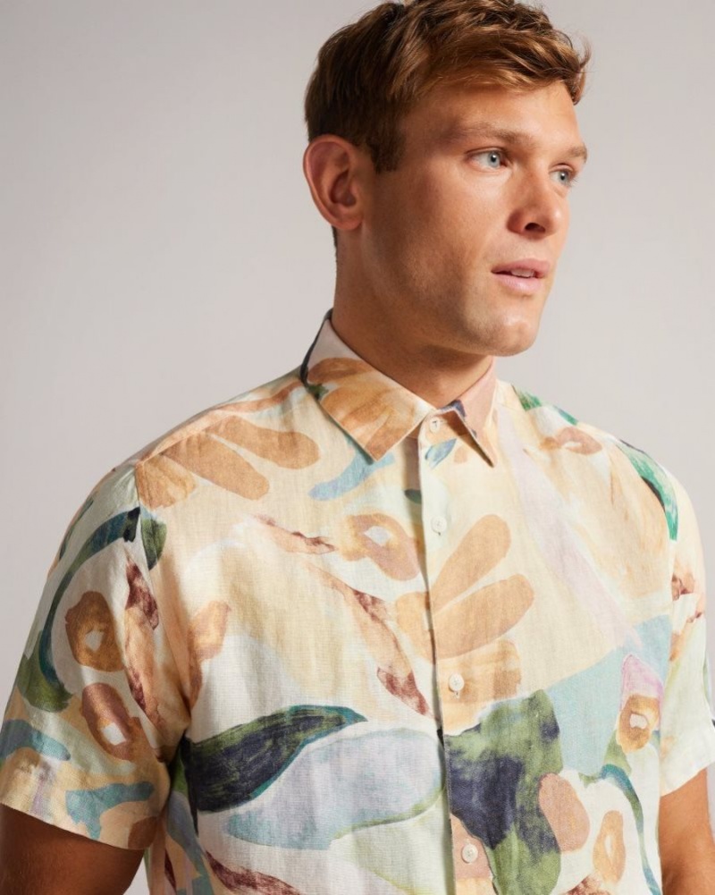 Multicoloured Ted Baker Renato Short Sleeve Floral Printed Shirt Shirts | HLJOAWQ-41