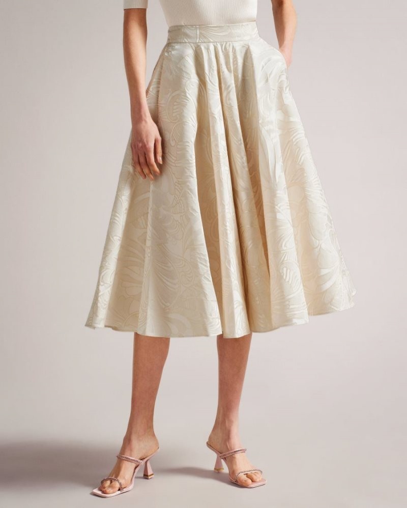 Natural Ted Baker Alannas Jacquard Paisley Full Skirt Skirts | SDKTYWV-01