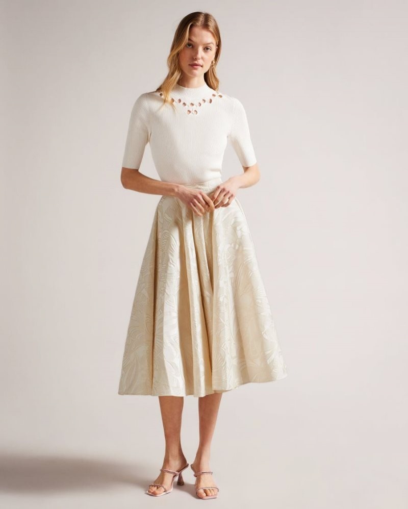 Natural Ted Baker Alannas Jacquard Paisley Full Skirt Skirts | SDKTYWV-01