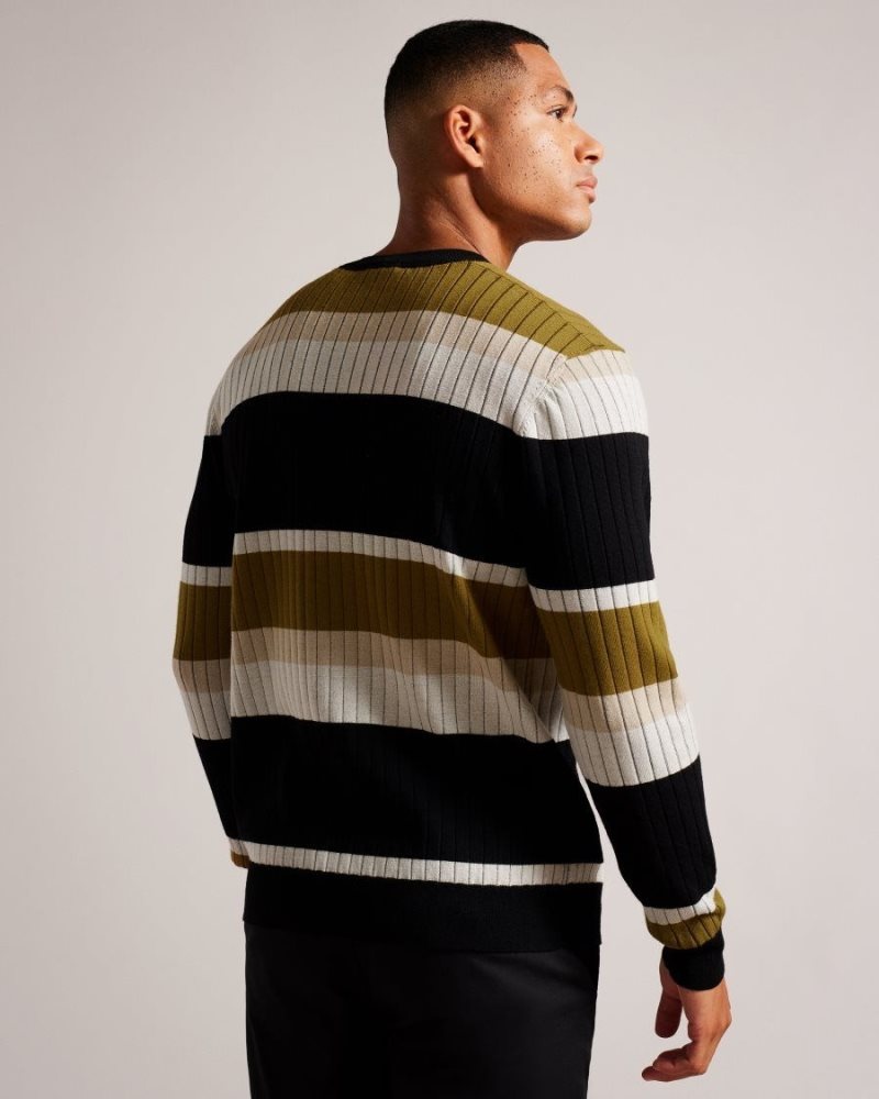 Natural Ted Baker Array Long Sleeve Regular Fit Striped Jumper Jumpers & Knitwear | CVXKMIL-49