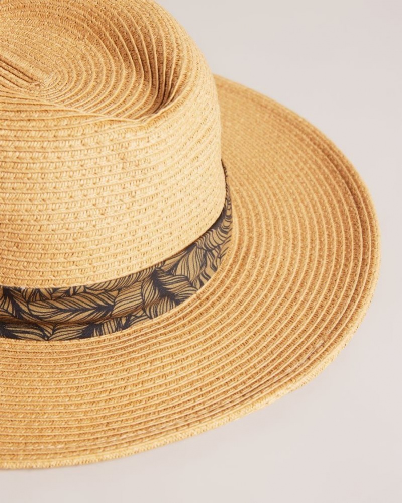 Natural Ted Baker Hurrca Straw Hat Hats & Caps | AQRJZSW-84