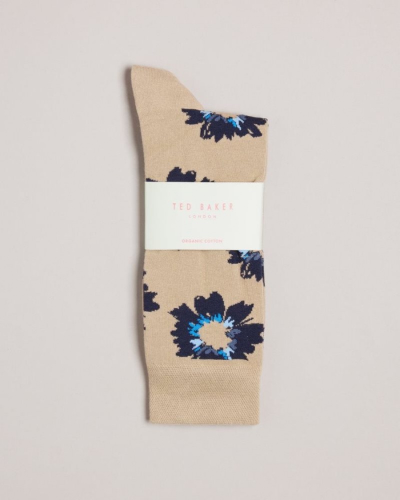 Natural Ted Baker Newflor Painted Floral Print Socks Socks | TQSKVDZ-86