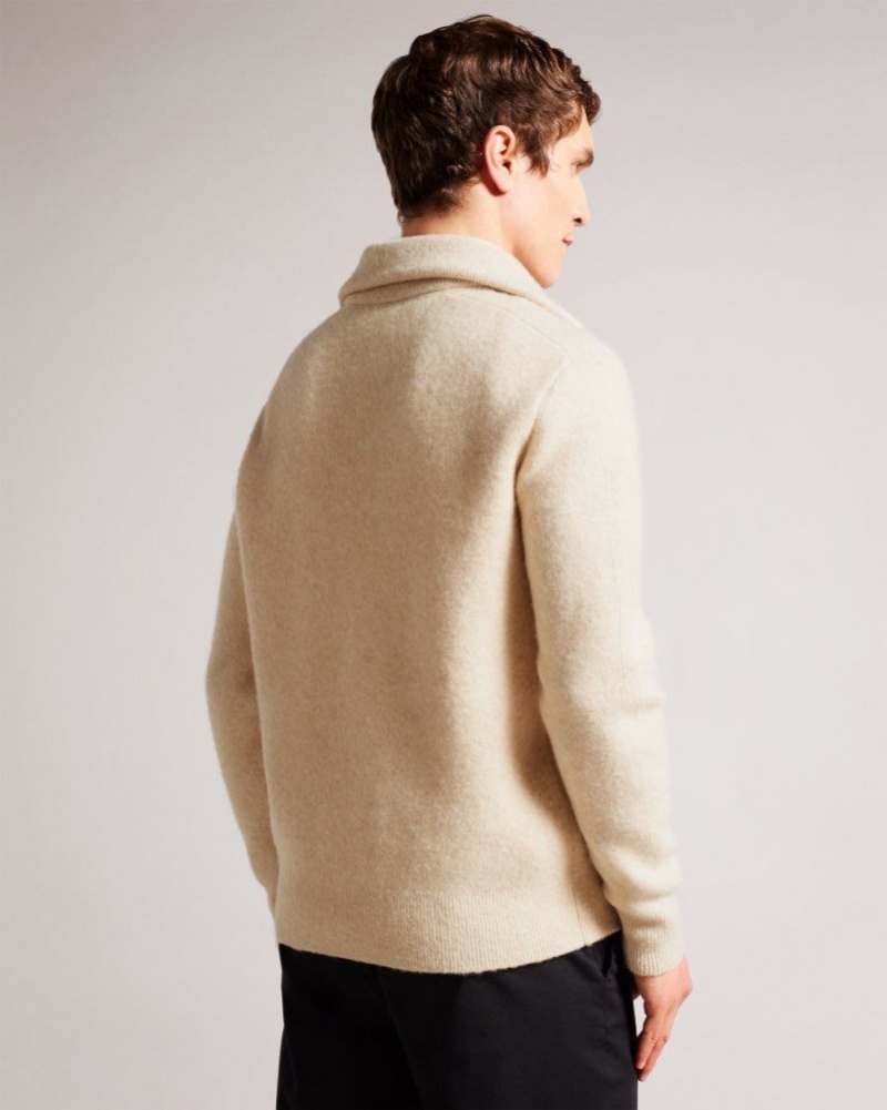 Natural Ted Baker Wolffia Regular Fit Half Zip Fleece Jumpers & Knitwear | WLJPCXB-30