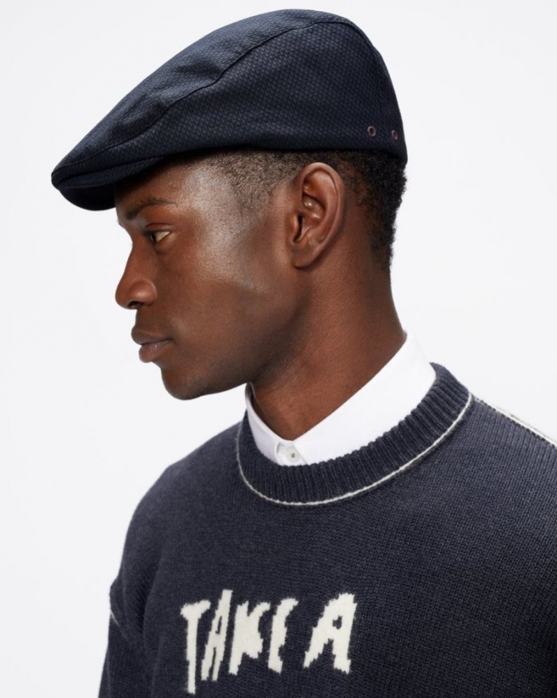 Navy Ted Baker Adice Textured Ivy Cap Hats & Caps | DJKFPVB-40