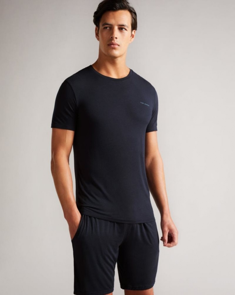 Navy Ted Baker Bitern Solid Modal T-Shirt Pyjamas & Nightwear | ONRFPMG-50