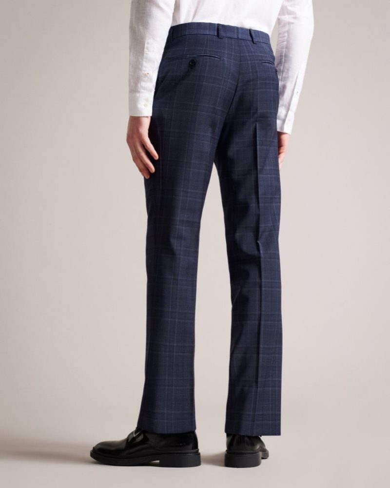 Navy Ted Baker Chesits Tonal Check Suit Trousers Suits | FXWRQYT-95