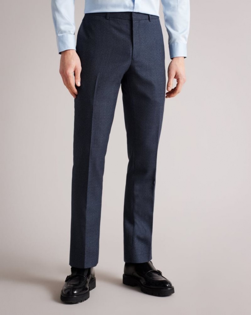 Navy Ted Baker Cleets Navy Scratch Slim Fit Suit Trousers Suits | GLSEHUN-74