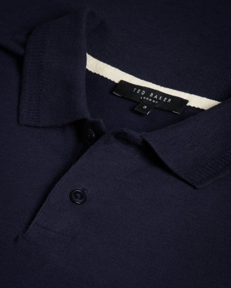 Navy Ted Baker Delvin Short Sleeve Polo Shirt Polo Shirts | JUBADQW-49