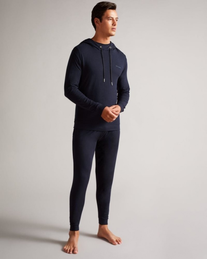 Navy Ted Baker Dovve Solid Modal Hoodie Pyjamas & Nightwear | VCSFZWJ-13