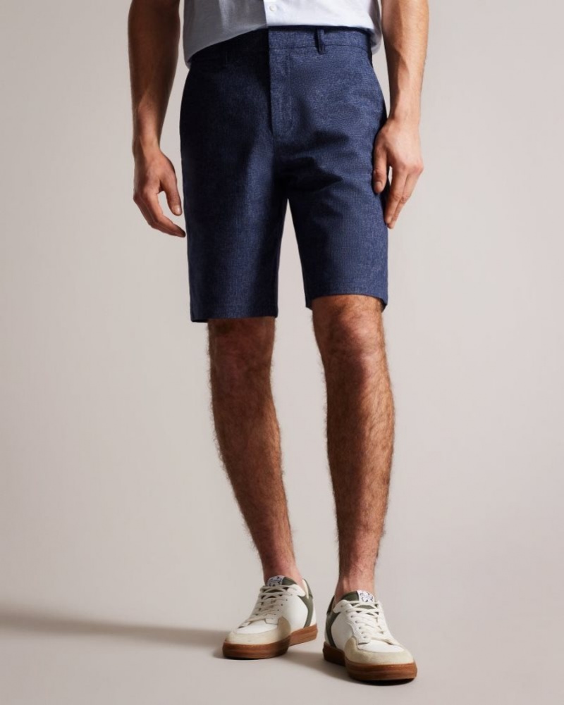 Navy Ted Baker Galera Textured Shorts Shorts | LGAUDET-40