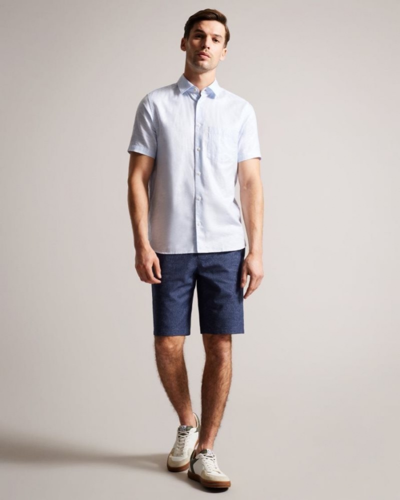 Navy Ted Baker Galera Textured Shorts Shorts | LGAUDET-40