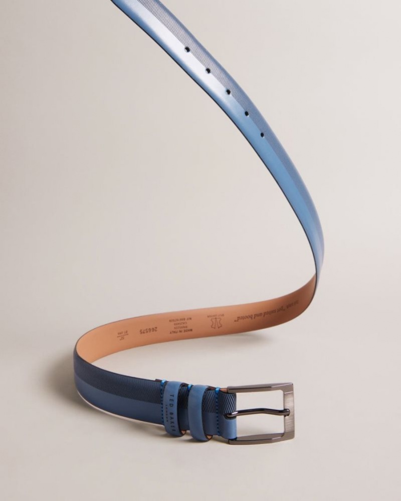 Navy Ted Baker Harvii Etched Leather Belt Belts | EQUDBVL-21