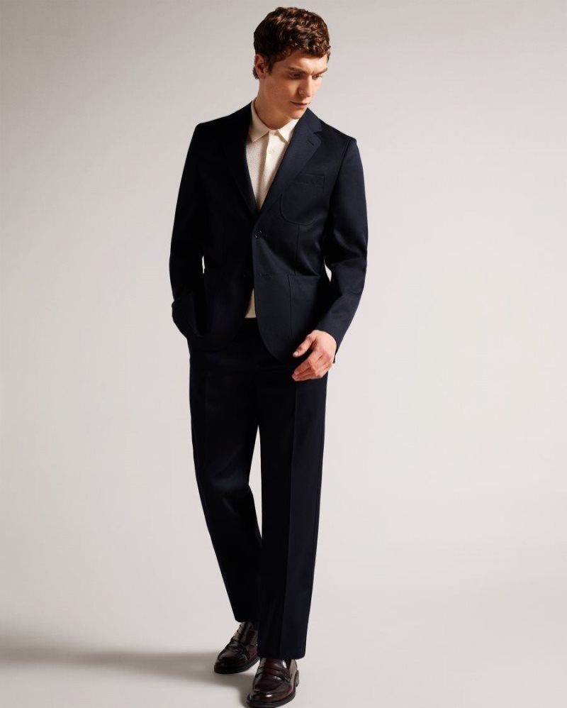 Navy Ted Baker Heddonj Single Breasted Jacket Suits | RMXZQYT-97
