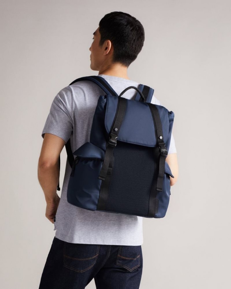 Navy Ted Baker Masha Knit Nylon Backpack Backpacks | GIBNYAT-06