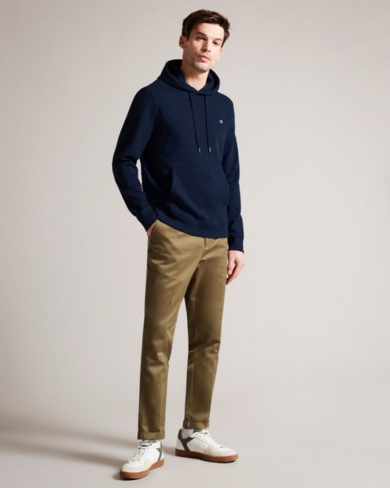 Navy Ted Baker Mayall Regular Fit Monogram Hoodie Sweatshirts & Hoodies | BHJTWRQ-90