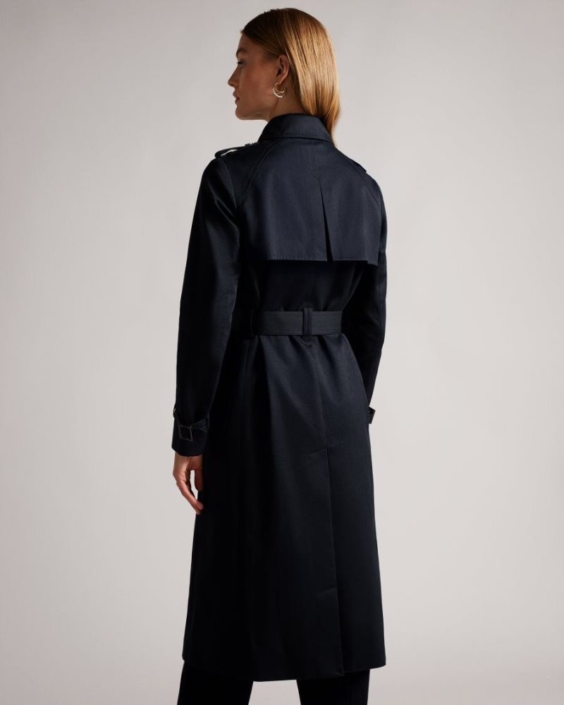 Navy Ted Baker Robbii Lightweight Showerproof Trench Coat Coats & Jackets | FWZTSQN-56