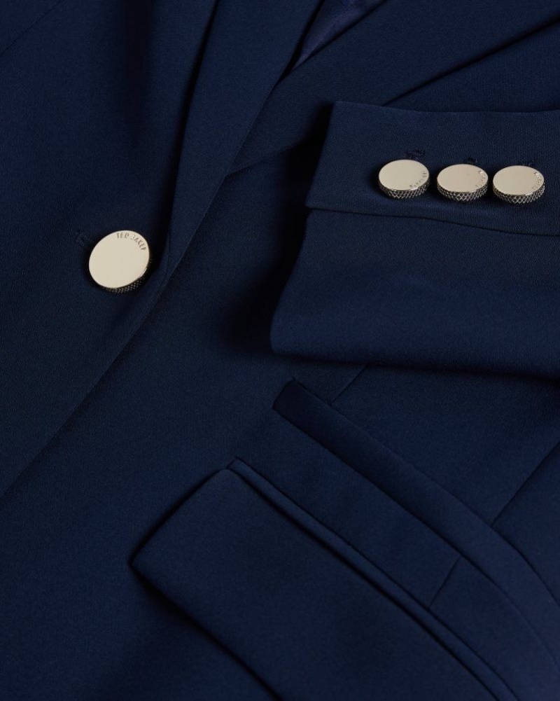 Navy Ted Baker Rrae Slim Tailored Jacket Coats & Jackets | IHNXSLR-85
