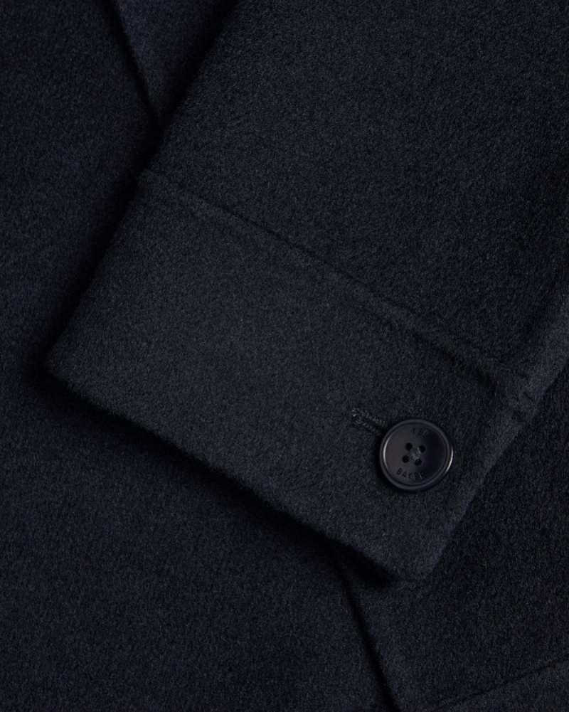 Navy Ted Baker Sharpow Wool Blend Collared Jacket Coats & Jackets | SAXQORD-70