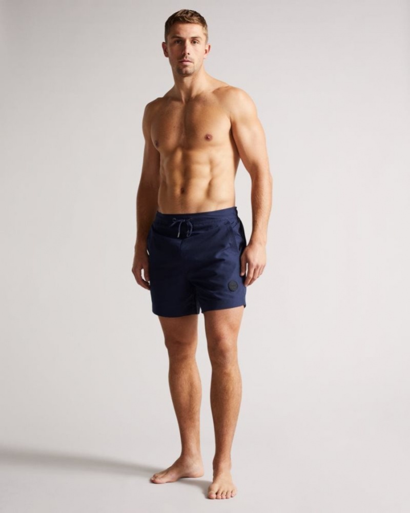 Navy Ted Baker Trehil Plain Swim Shorts Swimwear & Beachwear | UQMYVNA-94