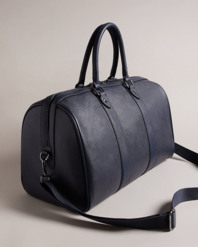 Navy Ted Baker Waylin House Check PU Holdall Holdalls & Weekend Bags | ZSMLICG-57