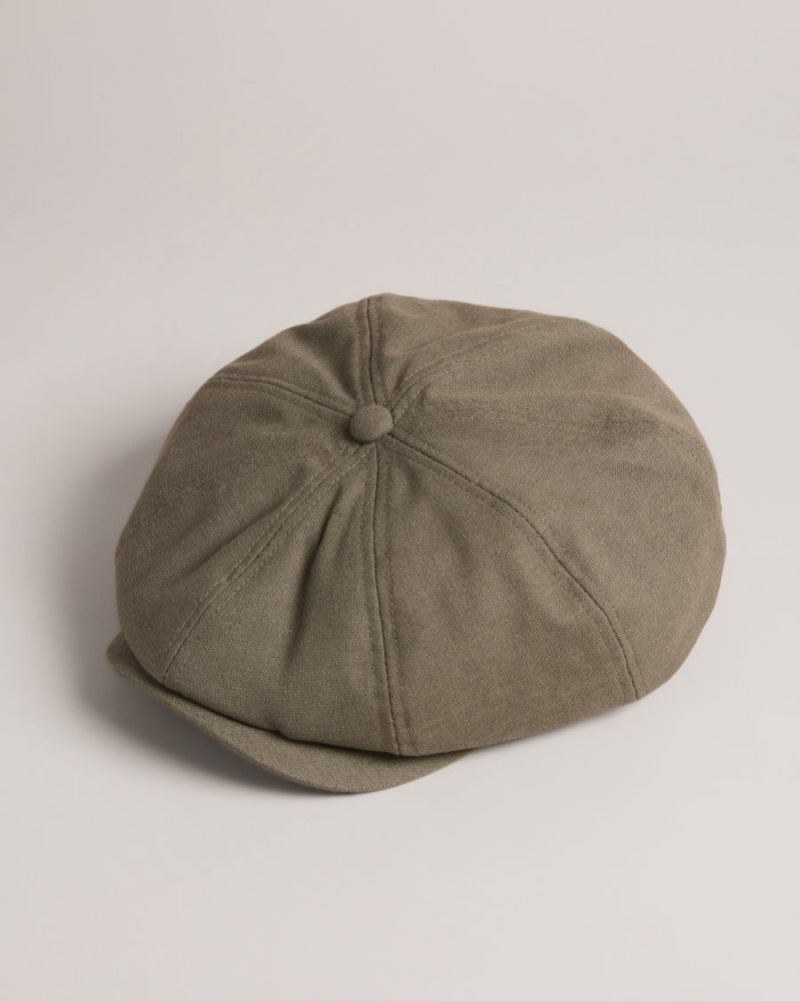 Olive Ted Baker Fosster Linen Blend Baker Boy Hat Hats & Caps | TVPQKUB-41