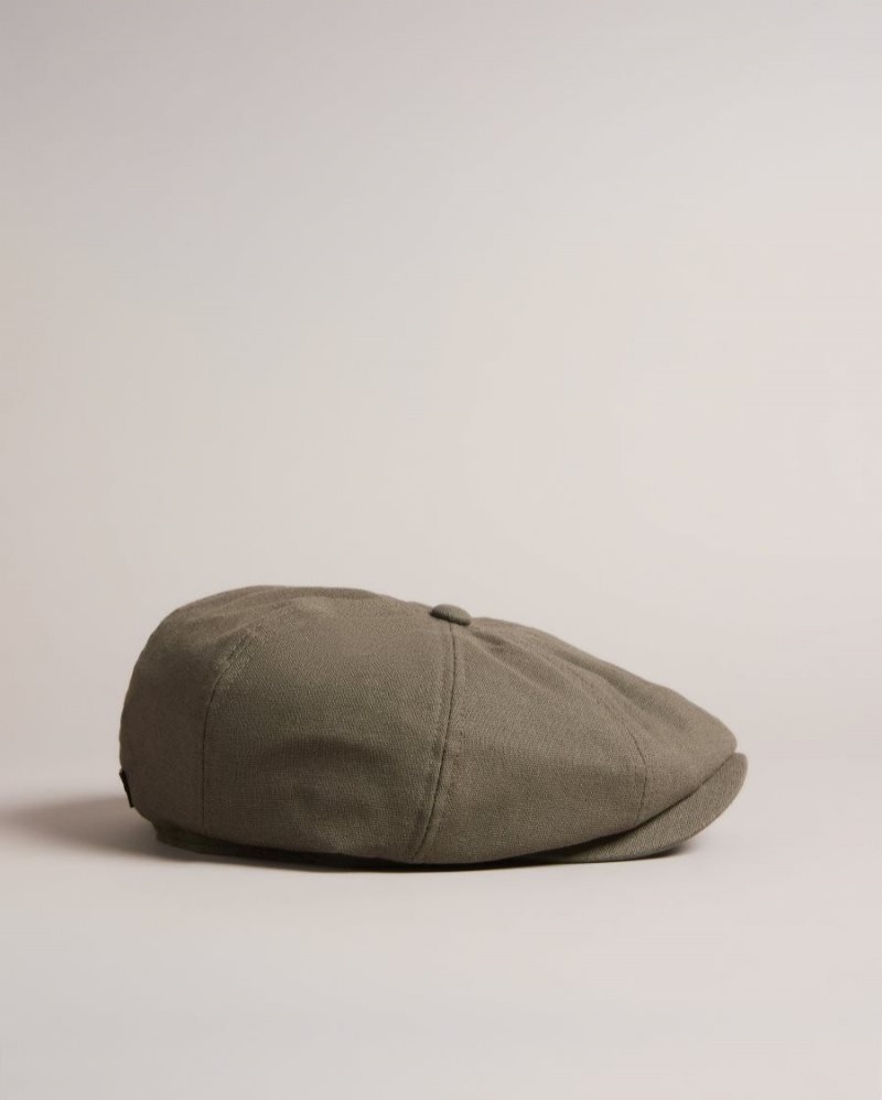 Olive Ted Baker Fosster Linen Blend Baker Boy Hat Hats & Caps | TVPQKUB-41