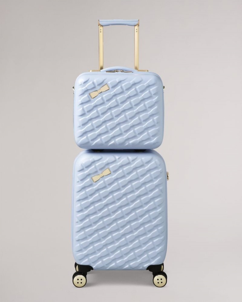 Pale Blue Ted Baker Beelle Bow Detail Vanity Case 31.5x34x19.5cm Suitcases & Travel Bags | YXIKGBT-10